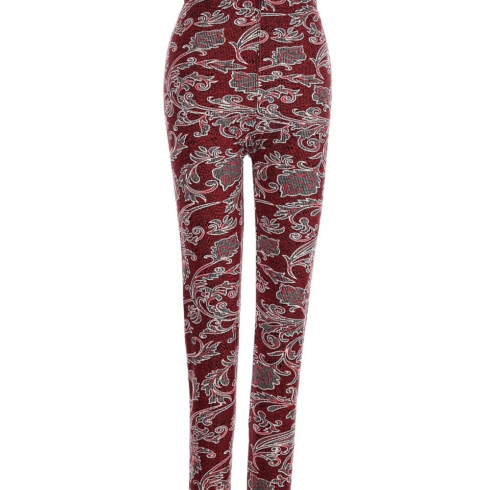 Win Win Maroon/Red Paisley Print Leggings.  Size Small to Large.